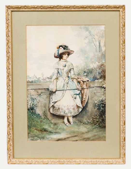 Casimero Tomba - Early 20th Century Watercolour, Edwardian Lady