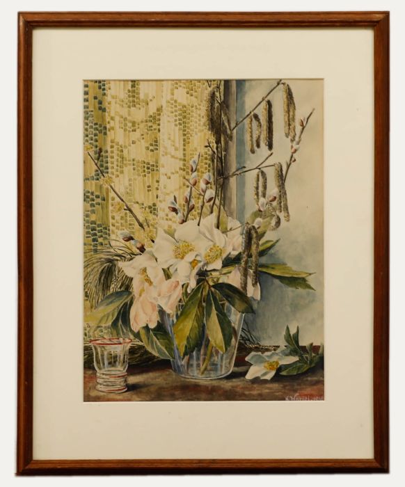 K. Hartel - Framed Mid 20th Century Watercolour, Still Life of Magnolia Flowers