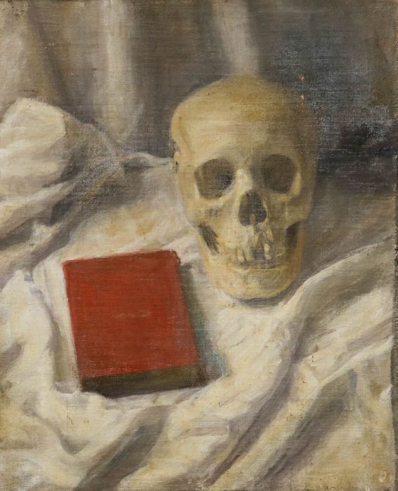 George Weissbort (1928-2013) - 20th Century Oil, A Skull & Book
