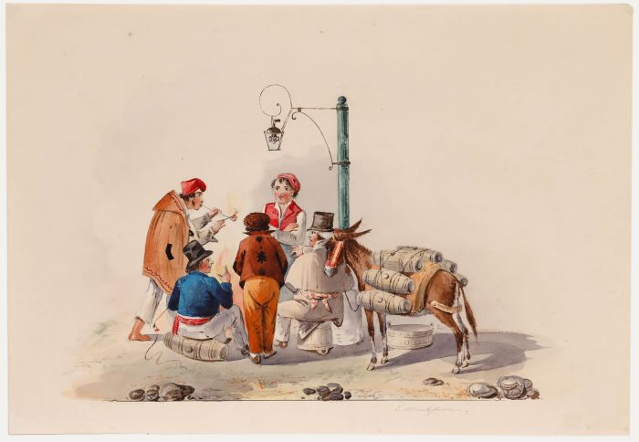 G. Montefiore - Italian School Late 19th Century Watercolour, Around the Fire