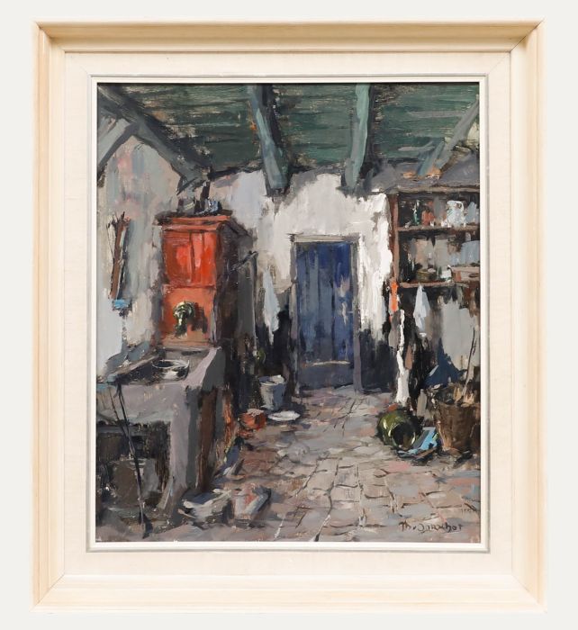 Theodorus Van Oorschot (1910-1989) - Framed Oil, A Busy Kitchen Interior