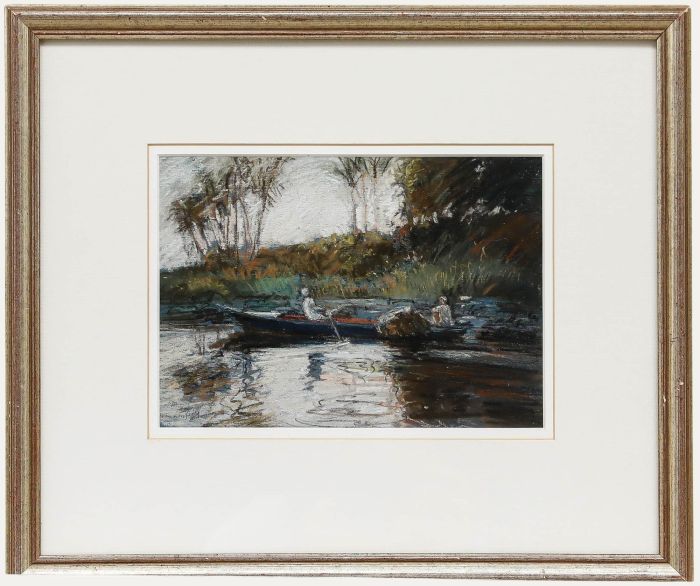 John Linfield (b.1930) - Framed 20th Century Pastel, Rowing Down the River