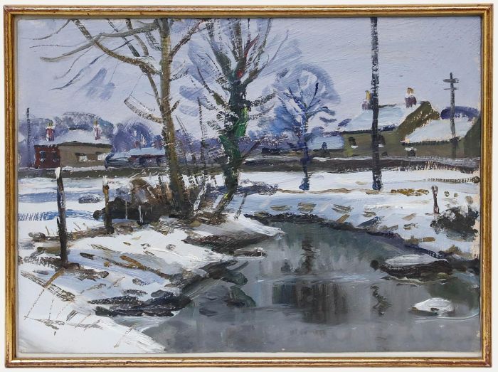 Framed Mid 20th Century Oil - Winter Fields