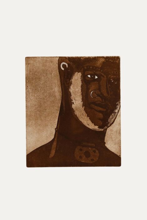 Terry Buchanan - 1997 Etching, Nuba Wrestler