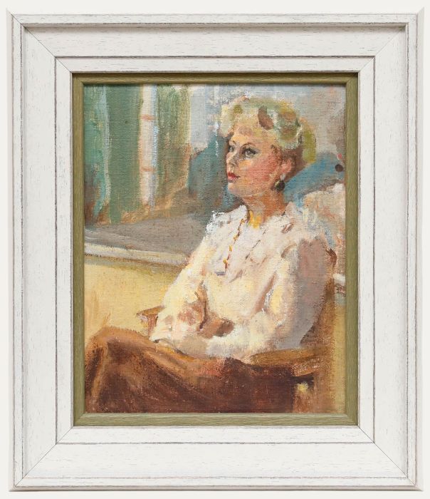 Framed 20th Century Oil - Lady in the Armchair