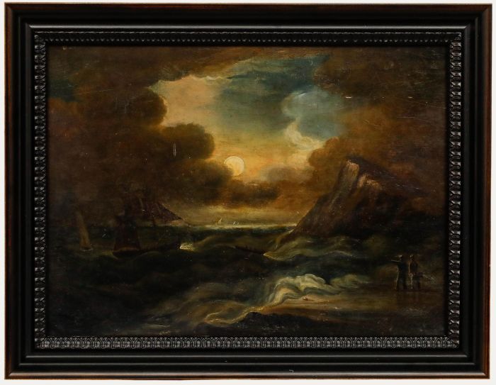 English School 19th Century Oil - Shipwreck in Rough Seas