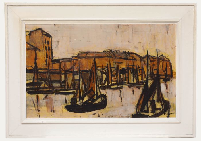Pierre Fievet (1925-1996) - Framed Mid 20th Century Oil, Au Port