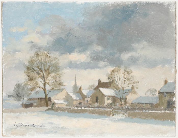 William Burns FRSA (1923-2010) - 20th Century Oil, A Village in Winter