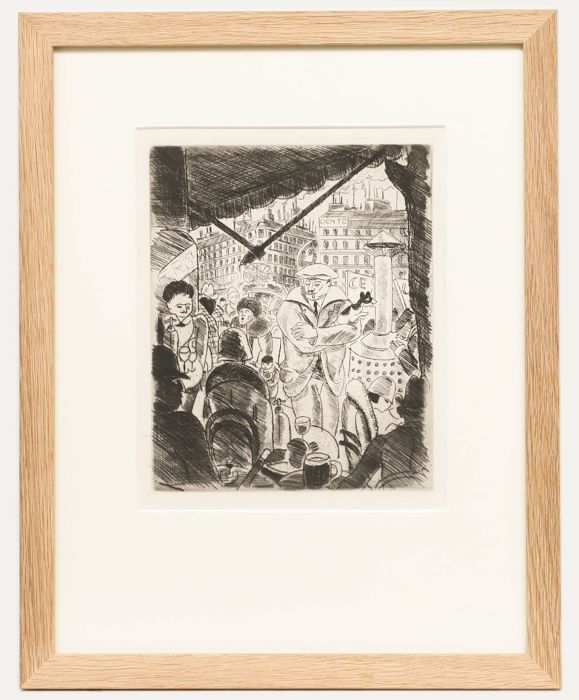 Pierre Falke (1884-1947) - Framed Early 20th Century Etching, À la terrasse