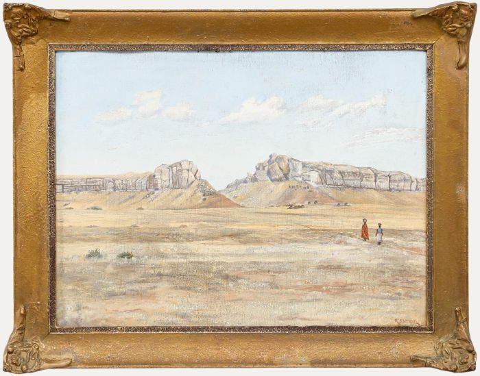 R. S. Wynne - Framed Mid 20th Century Oil, Figures in a Desert Landscape