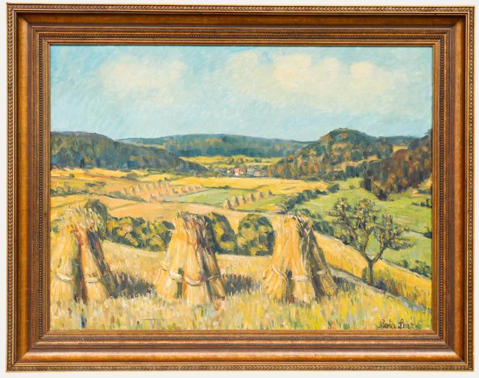 Berta Lenz - German School 20th Century Oil, Harvest Landscape