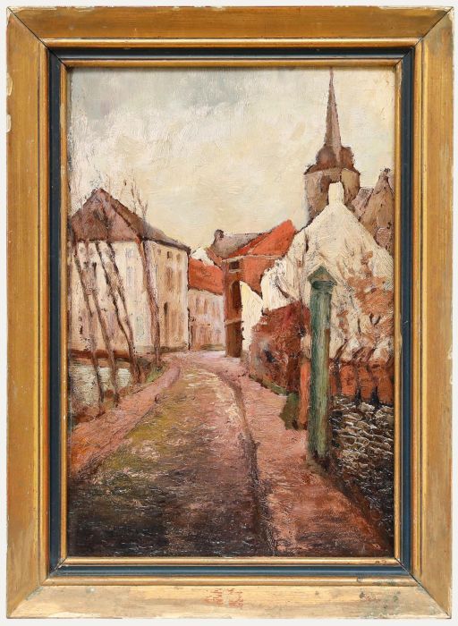 Continental School Early 20th Century Oil - A Winter Street Scene