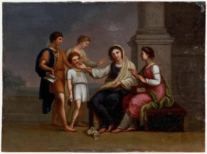 After Benjamin West PRA (1738-1820) -19th Century Oil, Cornelia and Her Children