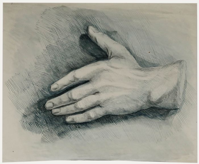19th Century Pen and Ink Drawing - Hand Study