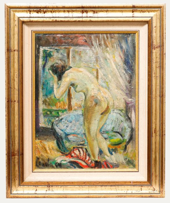 Luc Ancia  - Framed Mid 20th Century Oil, Nude by the Window