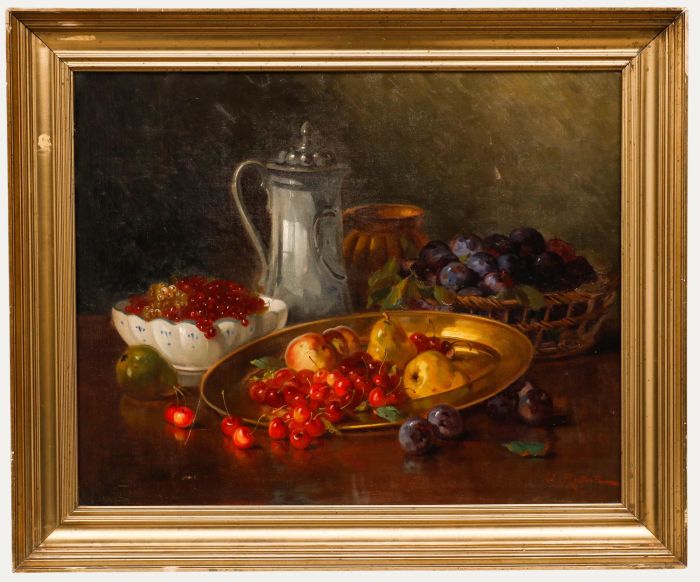 Anton Raufer-Redtwitz (1871-1965) - Oil, Still life with Cherries
