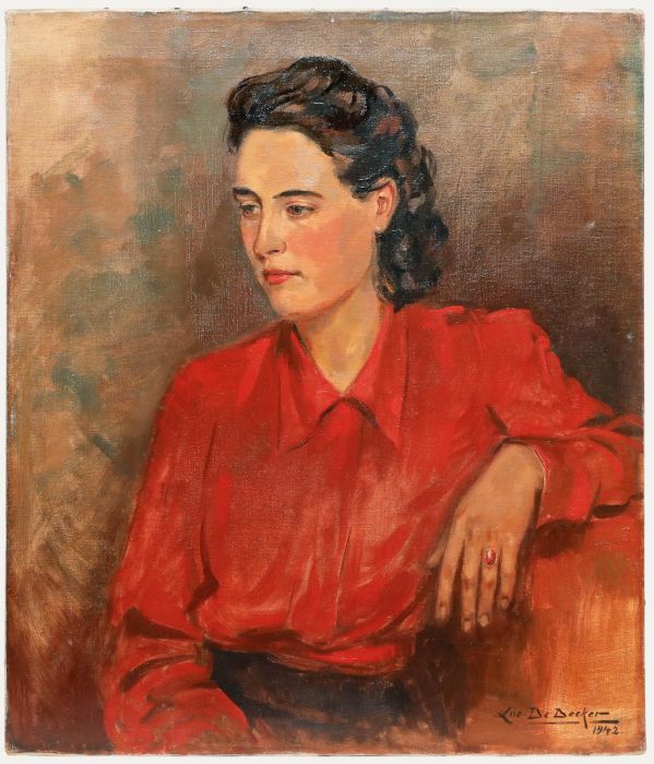 Luc De Decker (1907-1982) - Mid 20th Century Oil, Lady in the Red Blouse