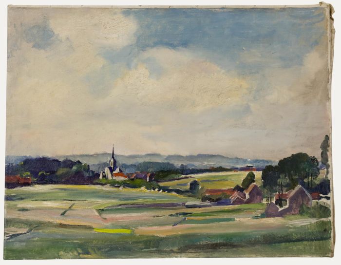 Luc De Decker (1907-1982) - Mid 20th Century Oil, Church In Summer Fields