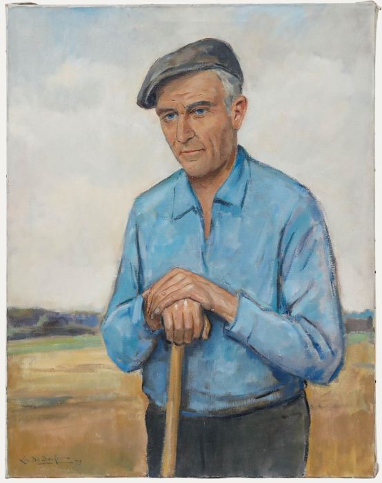 Luc De Decker (1907-1982) - 1973 Oil, Portrait of a Farmer