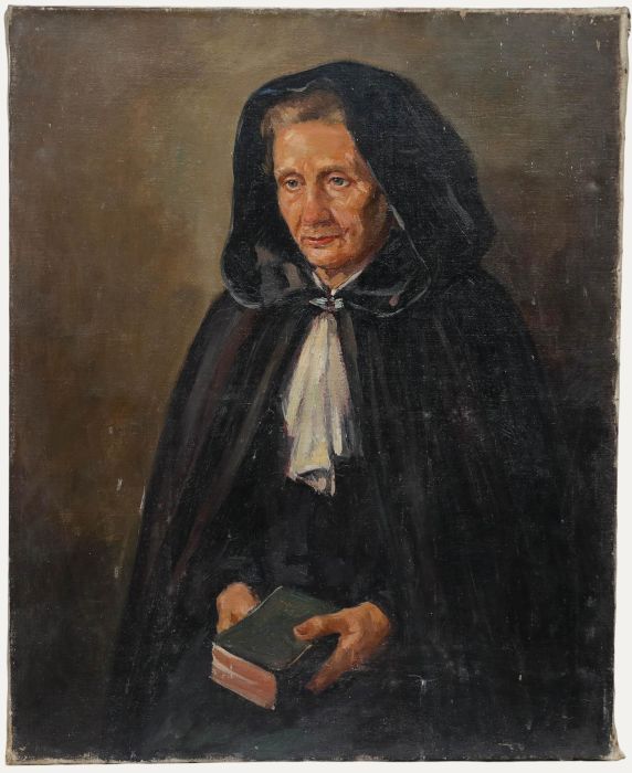 Luc De Decker (1907-1982) - Mid 20th Century Oil, Lady In A Black Cloak