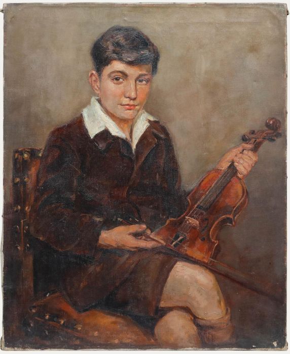 Luc De Decker (1907-1982) - Mid 20th Century Oil, The Young Violinist