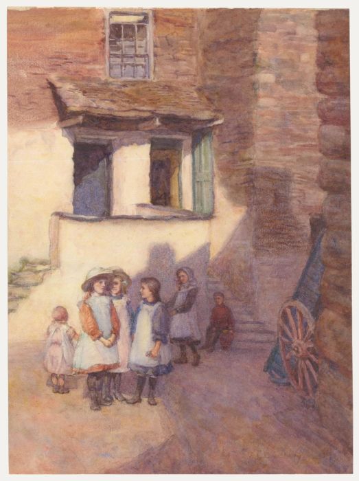 F. L. Bradbury - 20th Century Watercolour, The Village Children