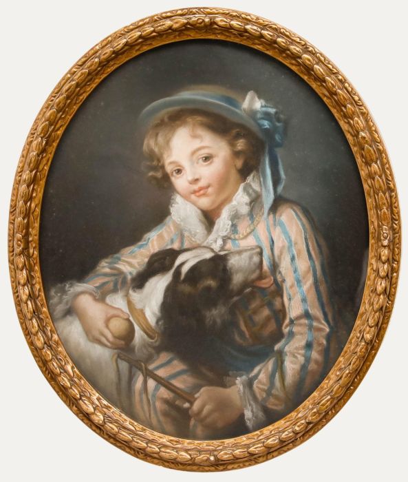 After Jean Baptiste Greuze (1725-1805) - Late 19th Century Pastel, Boy with Dog
