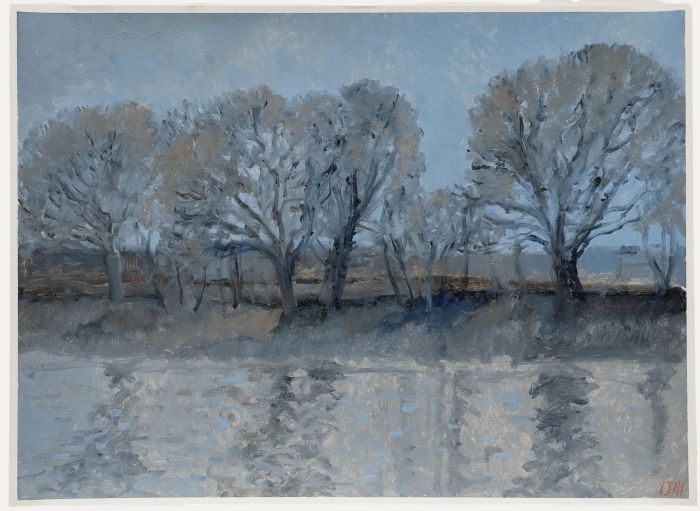 Bernard Myers (1925-2007) - Contemporary Oil, Trees by the Tow Path