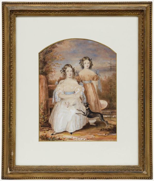 Philip Augustus Barnard (fl. 1812-1897) - Watercolour, The Fraser Sisters