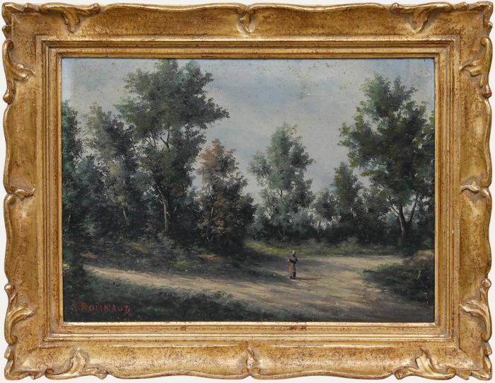 Alain Bonnaud - Framed Early 20th Century Oil, Walking Through the Woods