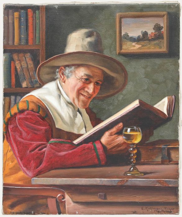 Emil Kuhlmann-Reher (1886-1957) - German Mid 20th Century Oil, Man with a Book