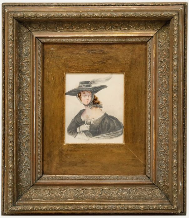 Sarah Hartnall - 19th Century Watercolour, Portrait of a Lady of Fashion