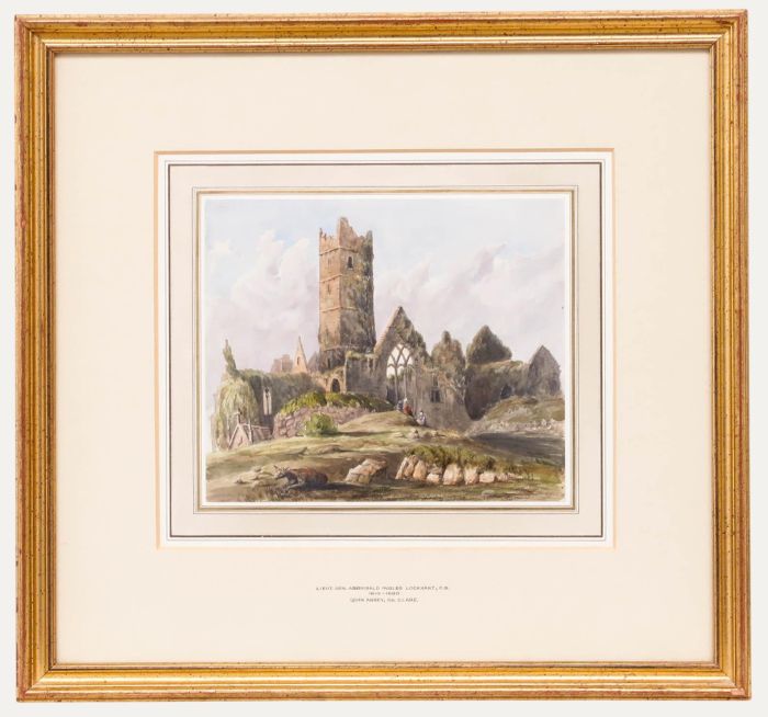 Lt Gen Archibald Ingles Lockhart (1810-1880) - Watercolour, Ruins of Quin Abbey
