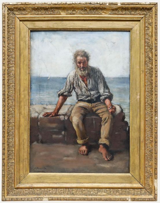 A. Parilla  - Early 20th Century Oil, The Old Fisherman