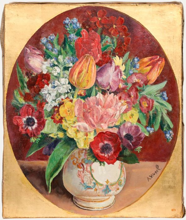 Andre-Leon Vivrel (1886-1976) - Mid 20th Century Oil, Tulips and Anemones