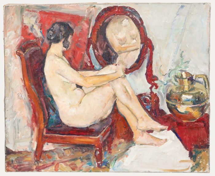 Andre-Leon Vivrel (1886-1976) - Mid 20th Century Oil, Nude in the Mirror
