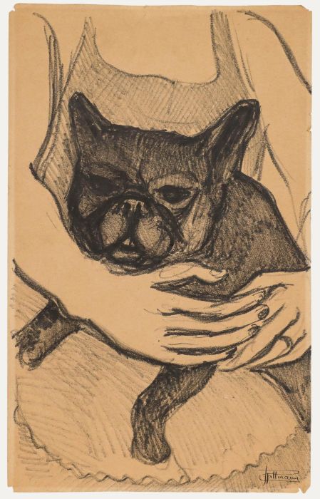 J. Pillmann - Mid 20th Century Pen and Ink Drawing, Snoozing