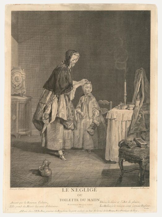 Le Bas (1707-1782) after Chardin - Engraving, Le Neglige ou Toilette du Matin