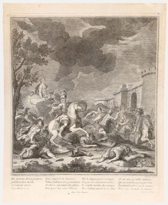 Joseph Limosin (1700-1746) after Jean Cotelle - Engraving, Victoire d'Enée