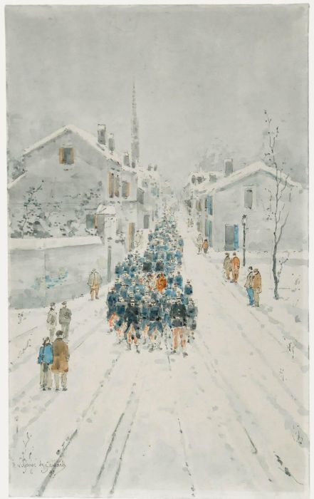 Henri Lafarge de Gaillard - Late 19th Century Watercolour, The Procession