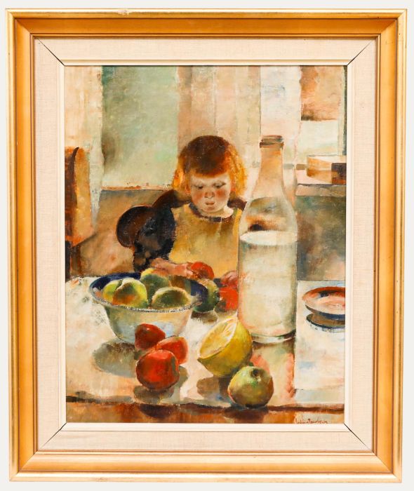 Ludvig Jacobson (1890-1957) - Early 20th Century Oil, Chopping Fruit