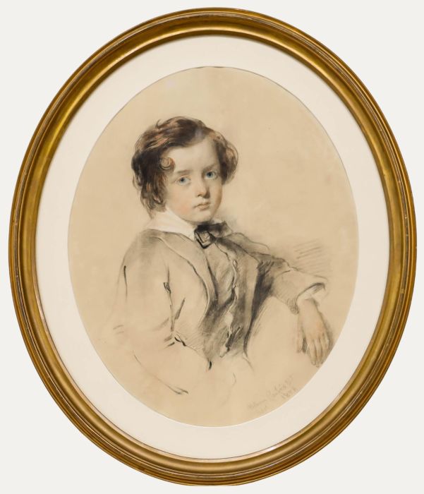 William Crawford (1825-1869) - 1858 Mixed Media, Portrait of a Young Boy