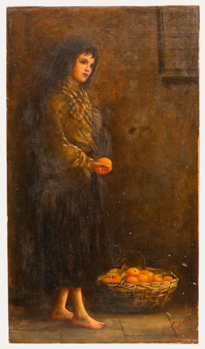 M. Turner - Early 20th Century Oil, The Orange Seller
