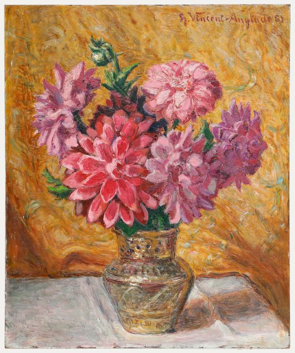 Henri Vincent-Anglade (1876-1956) - 1951 Oil, A Study of Dahlias