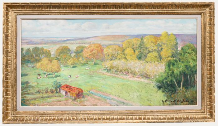 Henri Vincent-Anglade (1876-1956) - 1942 Oil, View of The Cattle Farm
