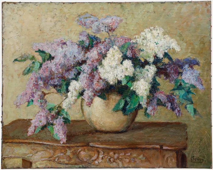 Mid 20th Century Oil - Bouquet of Lilacs