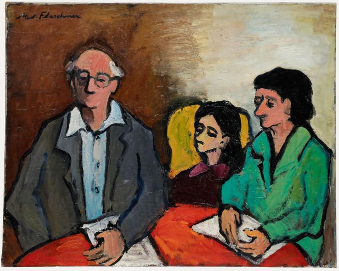 Madeleine Flaschner (1933-2022) - French Mid 20th Century Oil, Family Reunion