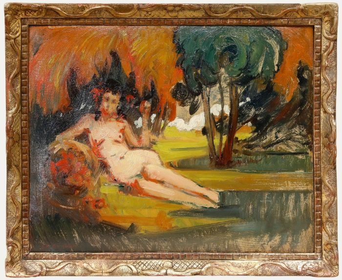 Pierre Munier-Jolain (1888-1922) - Early 20th Century Oil, Femme Nue Allongée