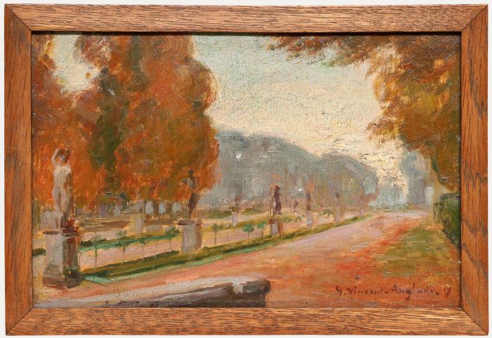 Henri Vincent-Anglade (1876-1956) - 1917 Oil, Sculpture Garden