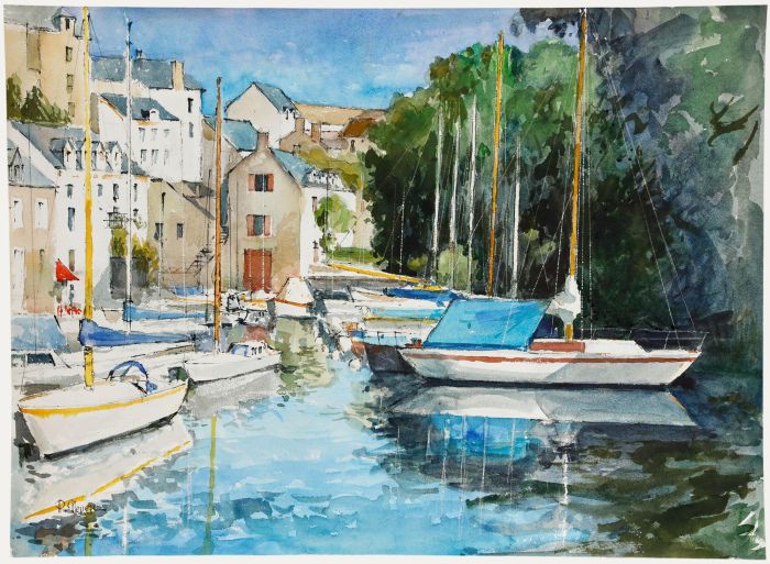 Pierre Neveu (b.1929) - Contemporary Watercolour, La Roche-Bernard II